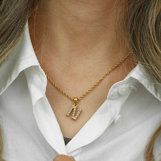 Women's Initial Necklace Gold Freshwater Pearl 18k Waterproof - 2