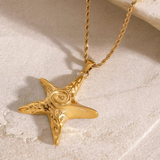 Women's Starfish Necklace Gold Stainless Steel - 2