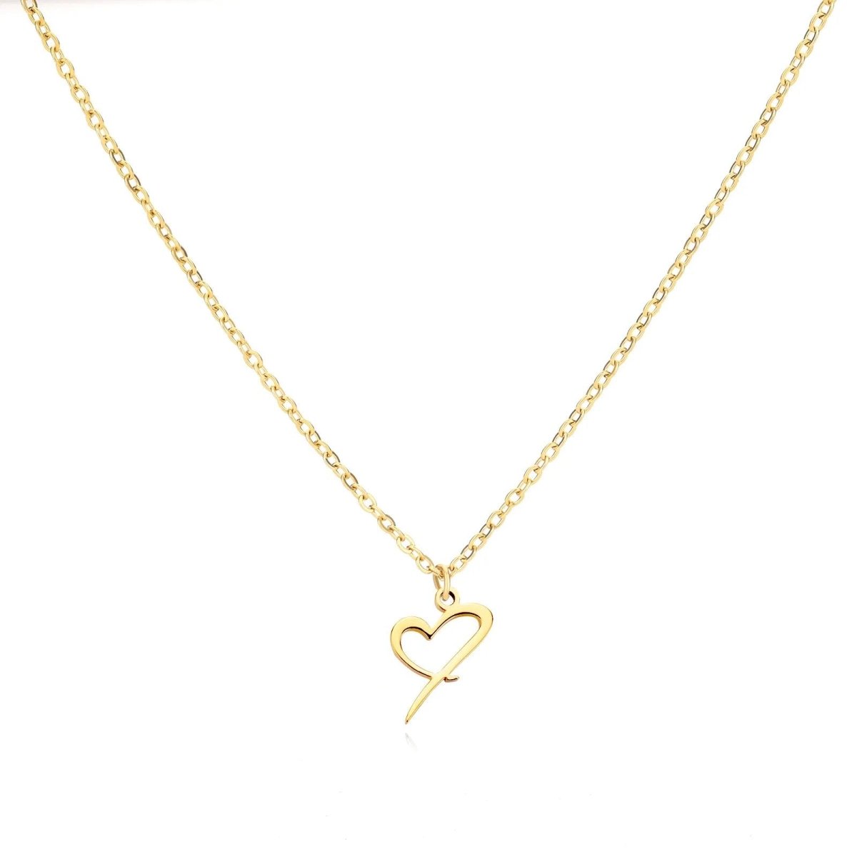 Women’s Gold Necklace Heart Design Stainless Steel Custom Initial