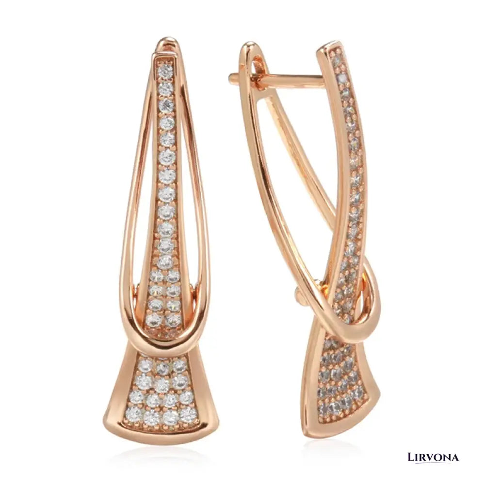 Women's Diamond Earrings for Women Rose Gold Stainless Steel 5