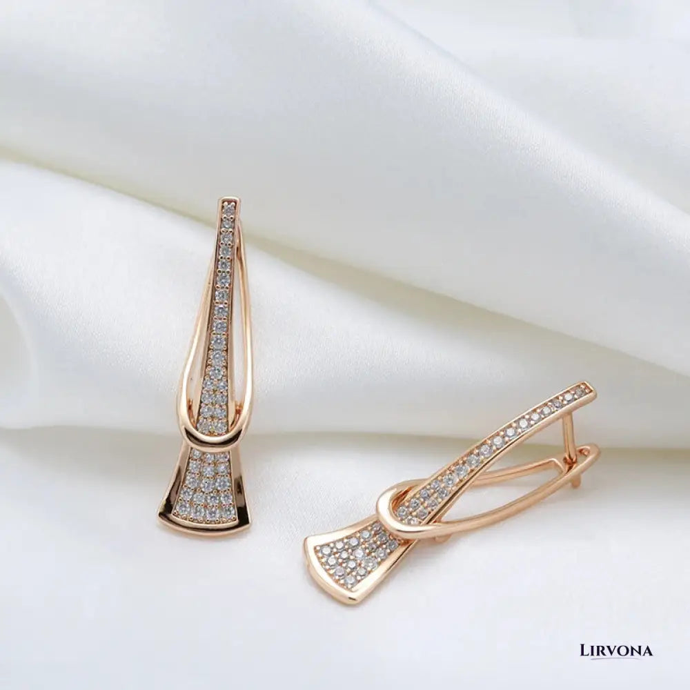 Women's Diamond Earrings for Women Rose Gold Stainless Steel 1