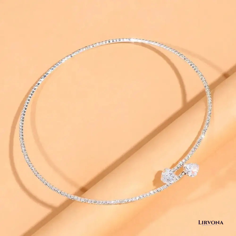 Women’s Gold Choker Necklace Stainless Steel with Diamond Accents