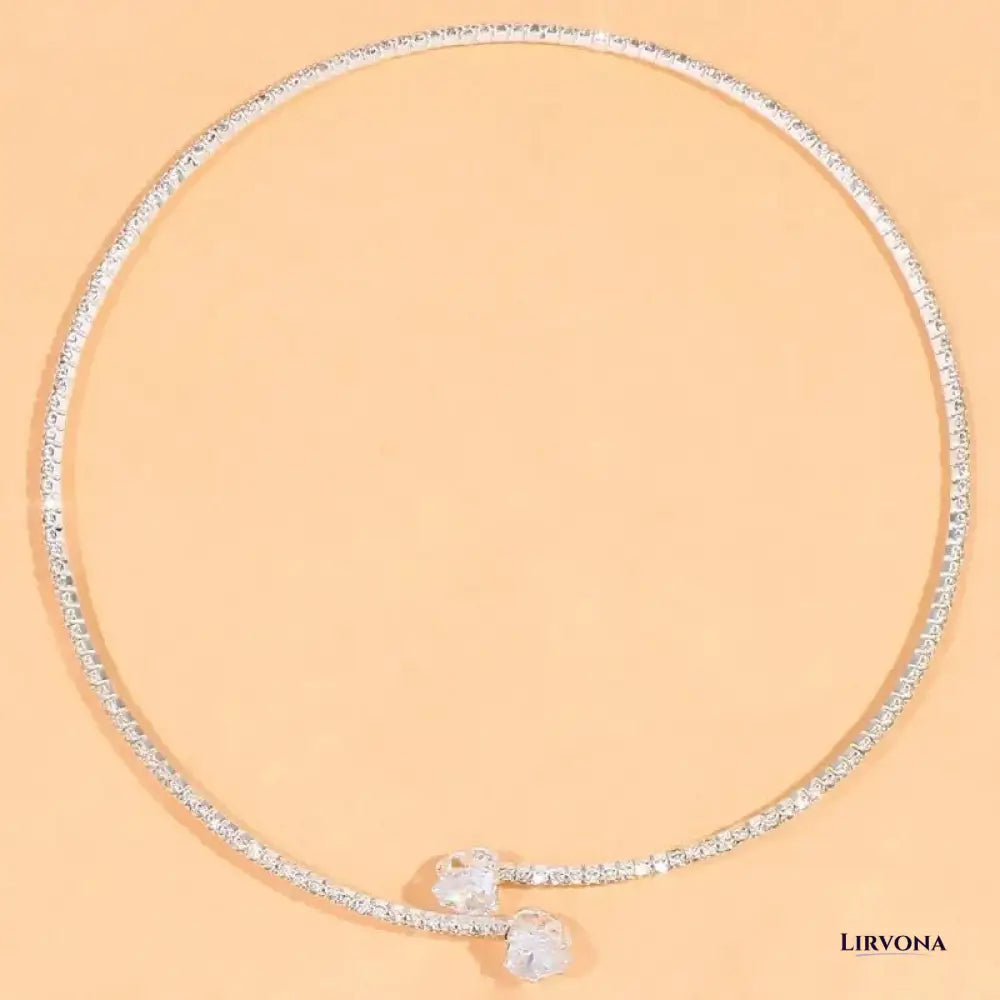 Women’s Gold Choker Necklace Stainless Steel with Diamond Accents