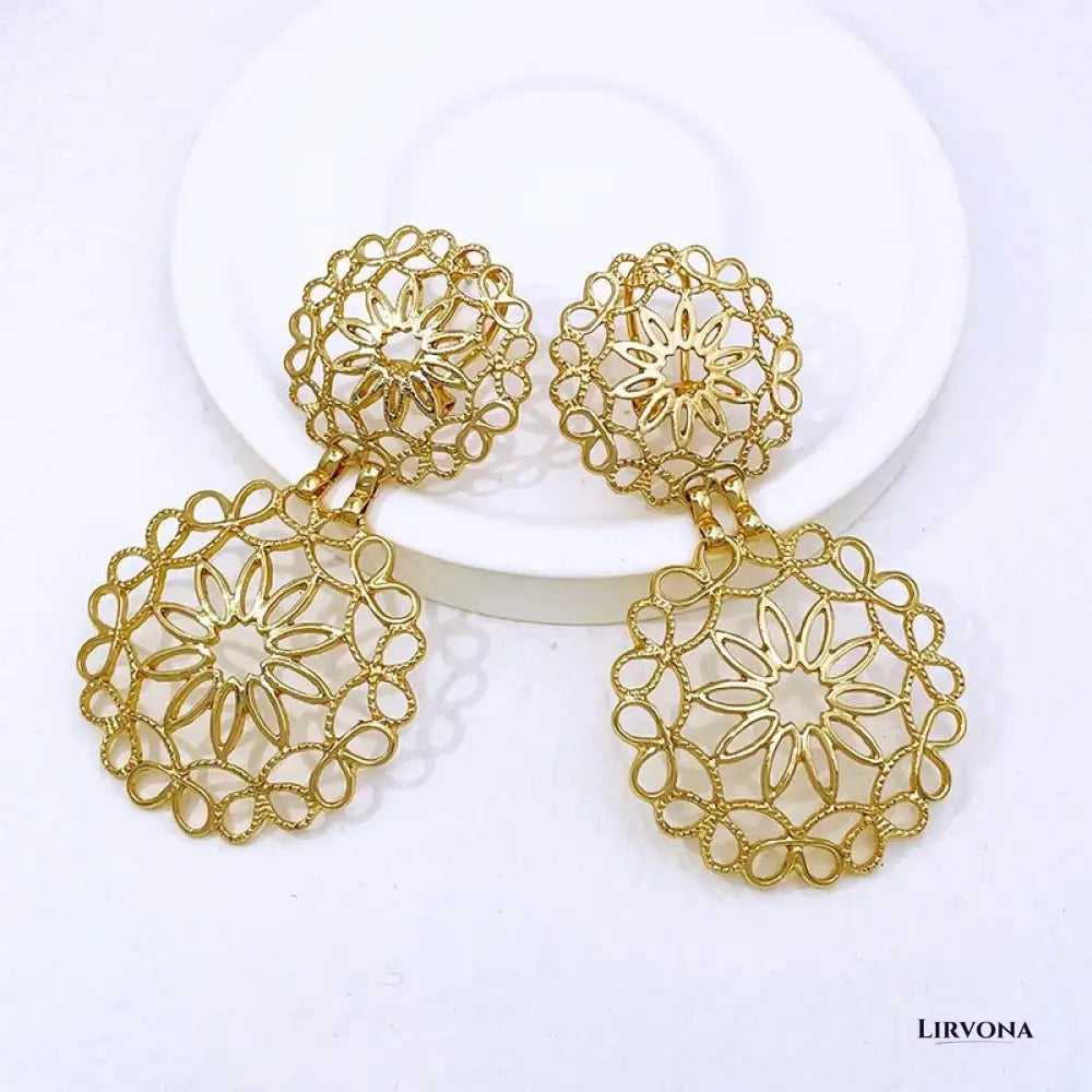 Women's Gold Earrings Geometric Stainless Steel 4