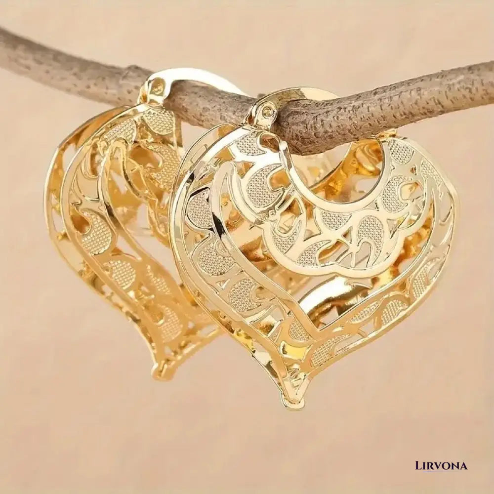 Women’s Gold Earrings Heart Design Stainless Steel