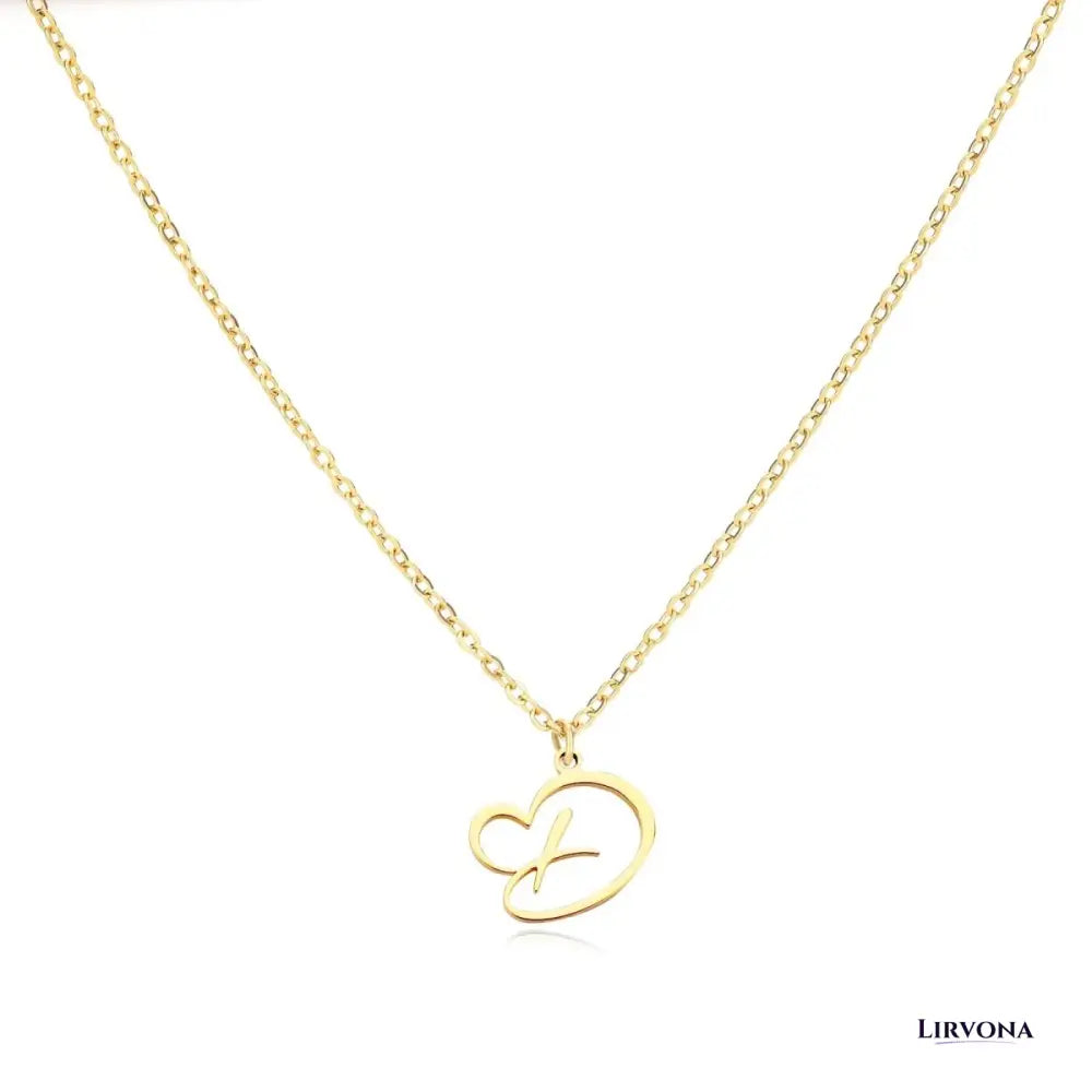 Women’s Gold Necklace Heart Design Stainless Steel Custom Initial