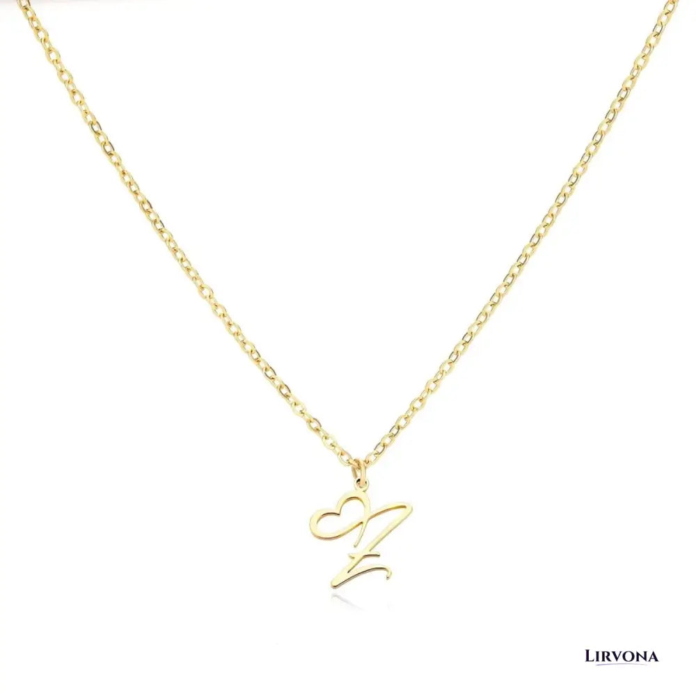 Women’s Gold Necklace Heart Design Stainless Steel Custom Initial
