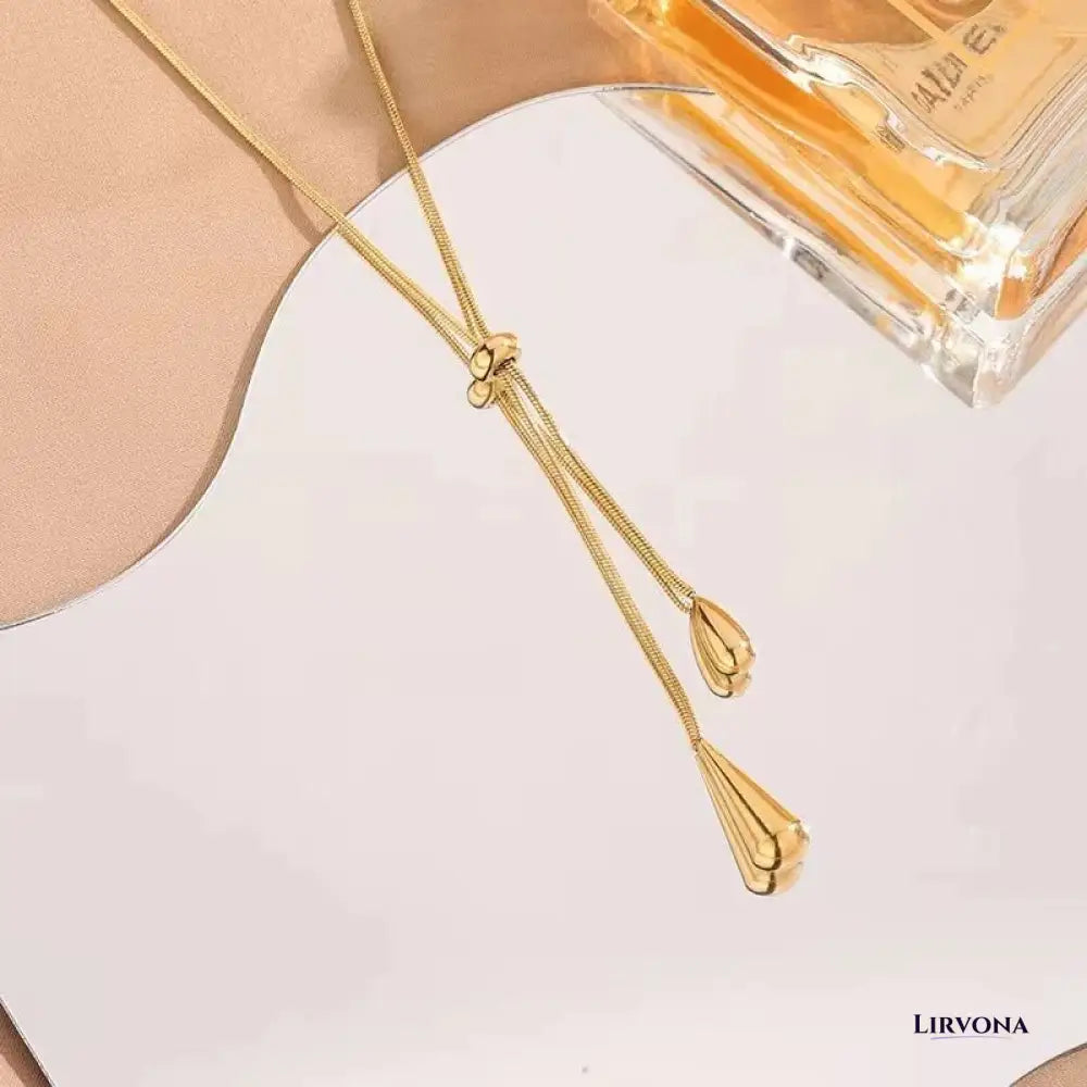 Women’s Necklace and Earrings Set Silver Stainless Steel Adjustable Lariat