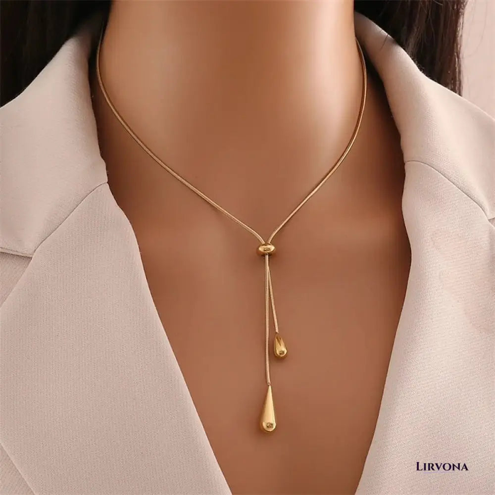 Women’s Necklace and Earrings Set Silver Stainless Steel Adjustable Lariat