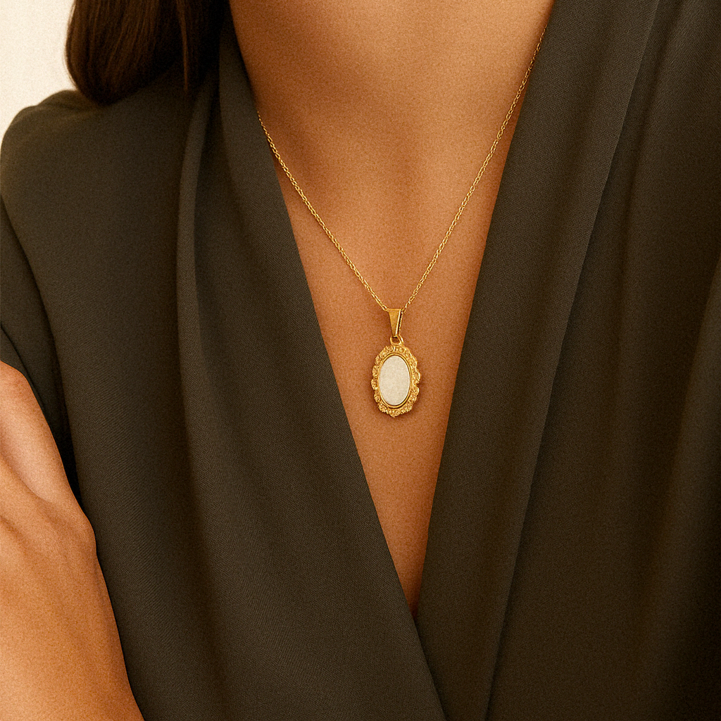 Women's Vintage Pendant Necklace Gold Freshwater Pearl - 4