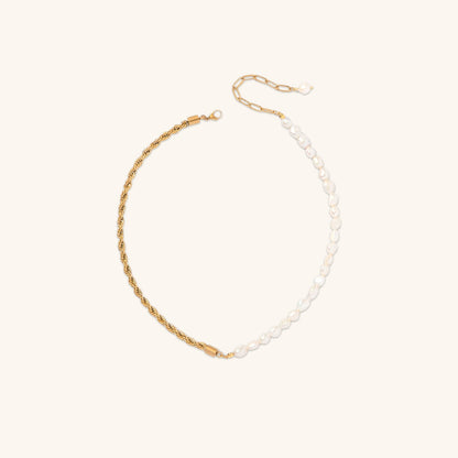 Women's Pearl Necklace Gold Stainless Steel 18k - 6