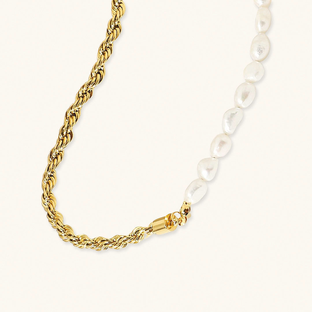 Women's Pearl Necklace Gold Stainless Steel 18k - 1