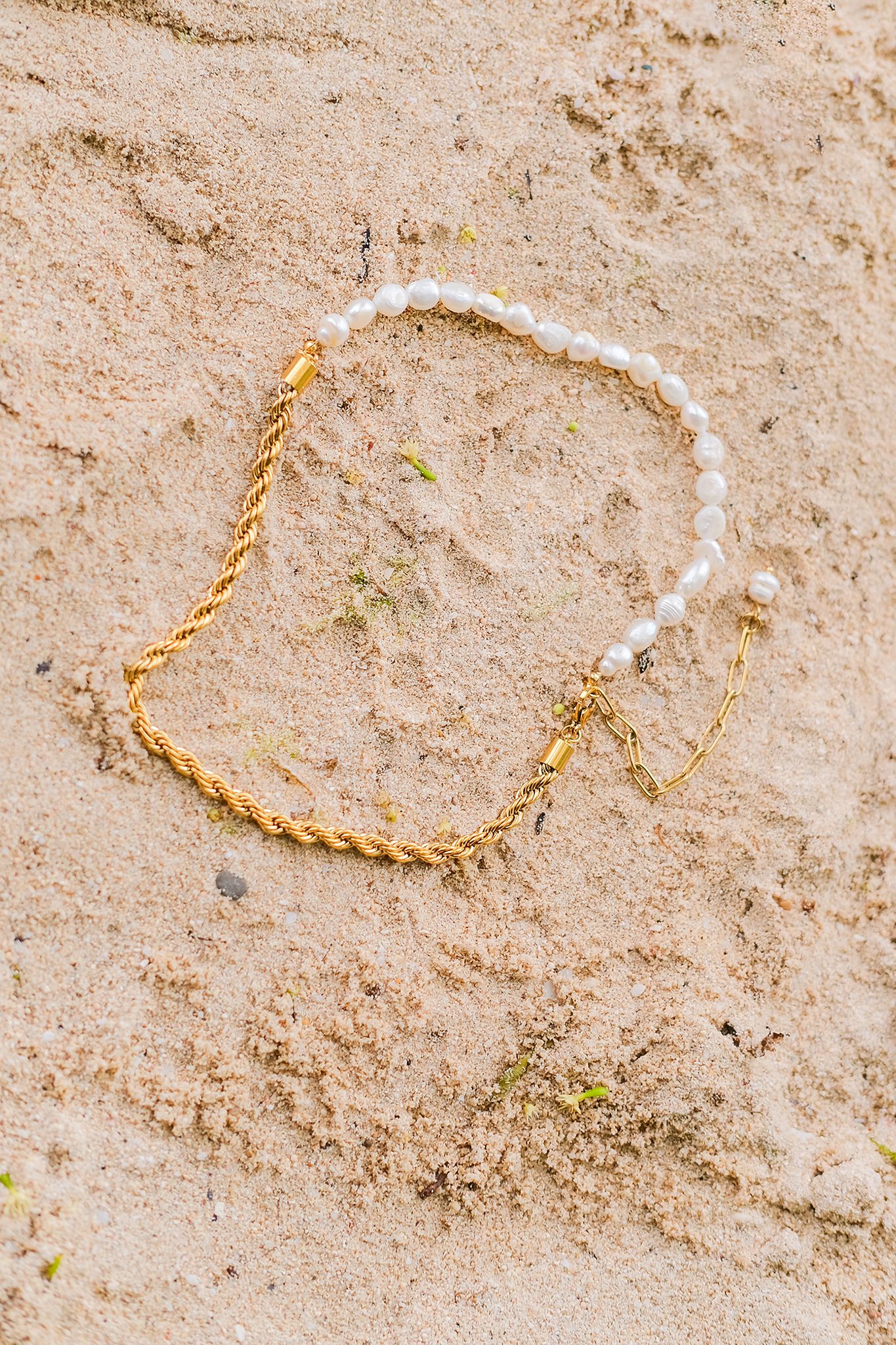 Women's Pearl Necklace Gold Stainless Steel 18k - 5