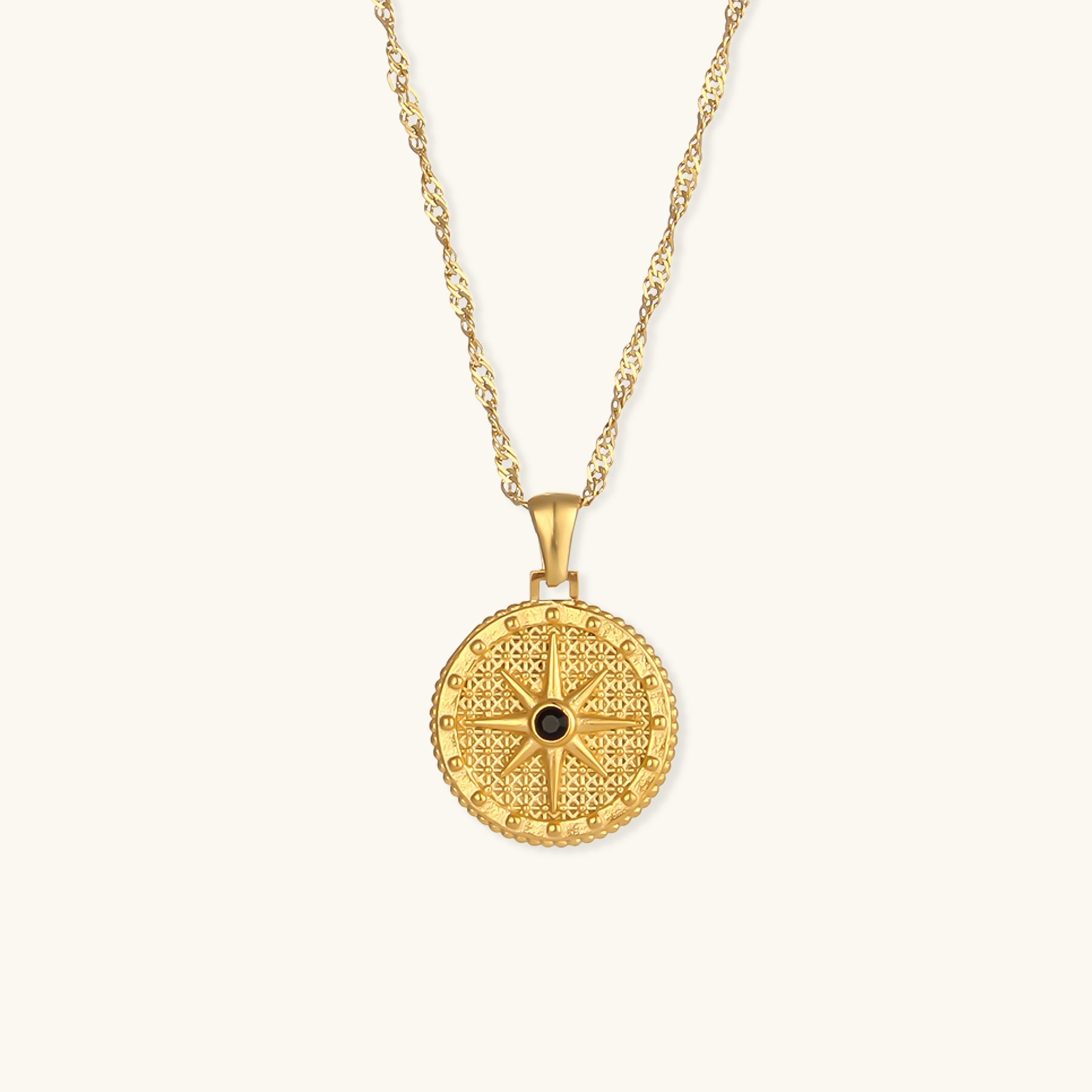 Women's Compass Necklace Gold Stainless Steel - 1