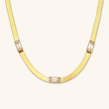 Women's Gold Necklace 18k Stainless Steel Herringbone Design - 1