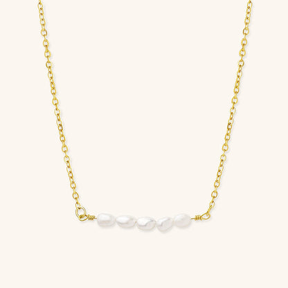 Women's Pearl Necklace Gold Stainless Steel Freshwater 17 Inches - 1