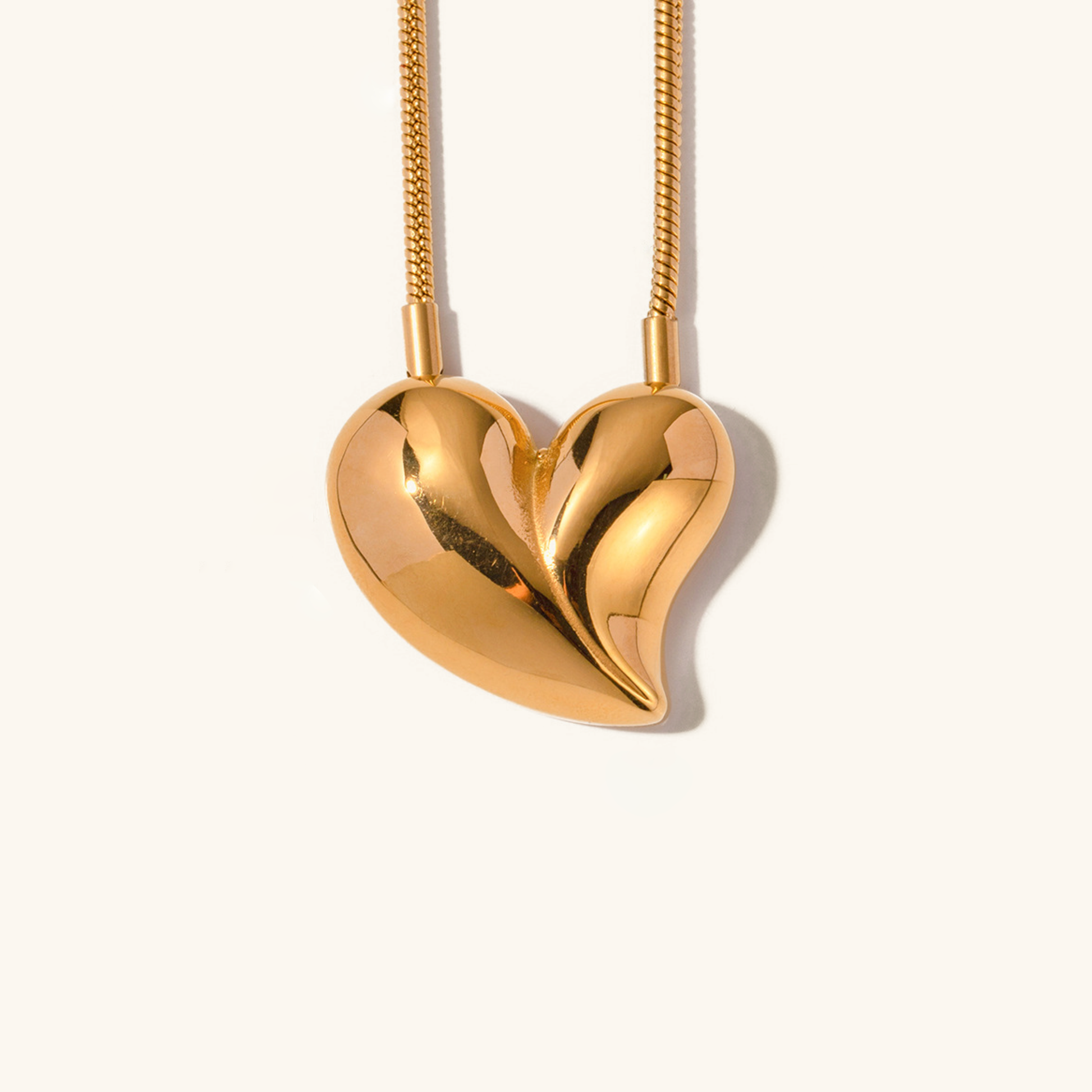 Women's Heart Necklace Gold Stainless Steel - 1