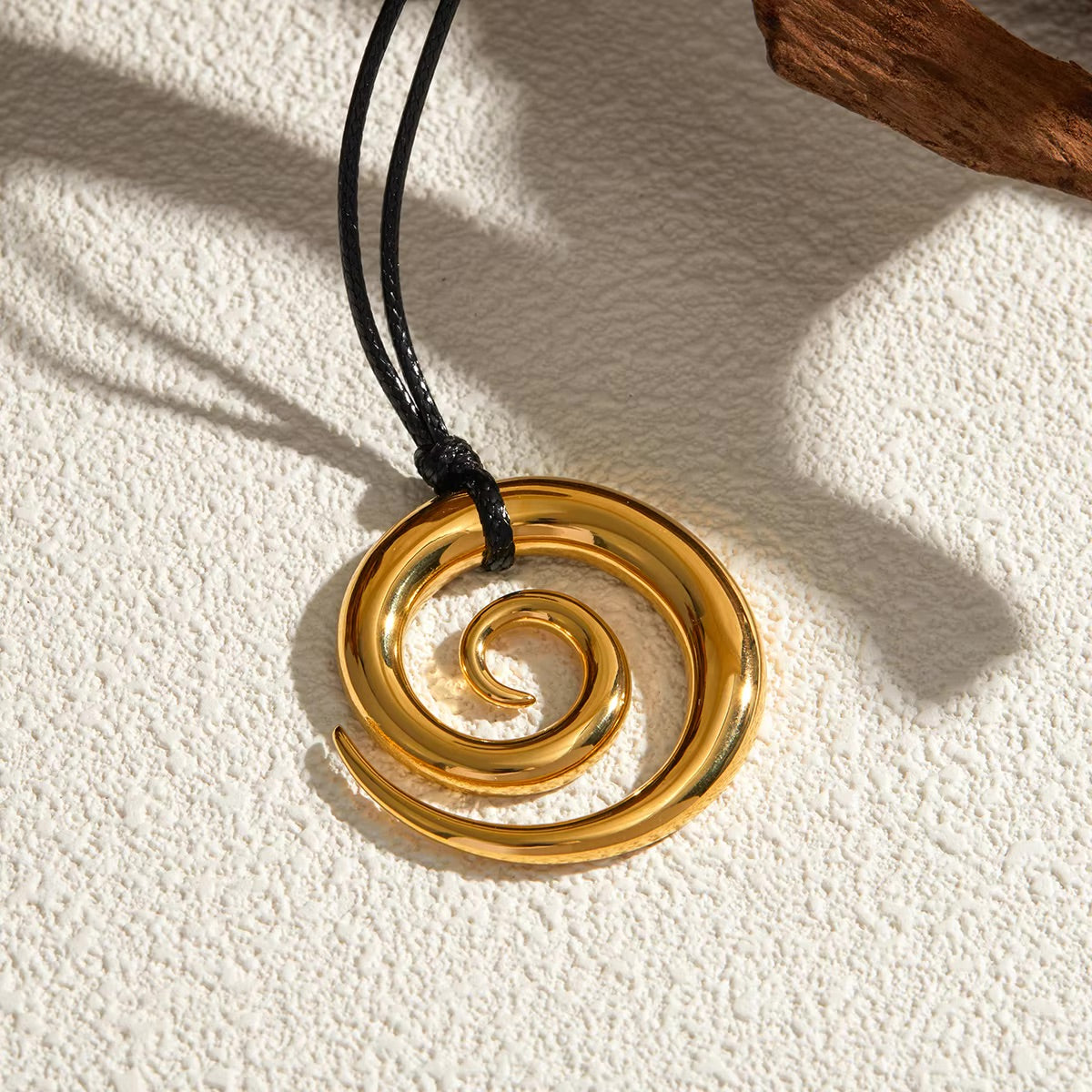 Women's Spiral Pendant Necklace Gold Stainless Steel - 3