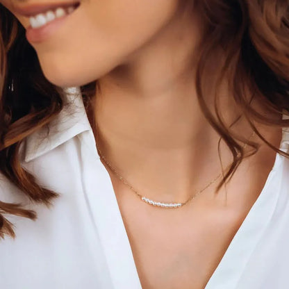 Women's Freshwater Pearl Necklace Gold Stainless Steel - 8