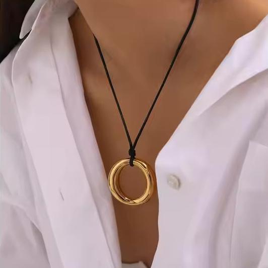 Women's Pendant Necklace Gold Stainless Steel - 5