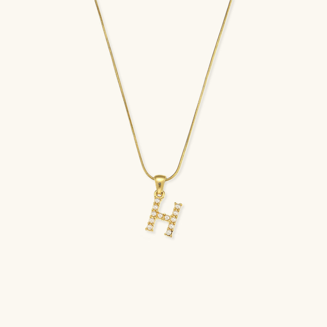 Women's Initial Letter Necklace Gold Stainless Steel Freshwater Pearls - 11