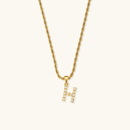 Women's Initial Necklace Gold Freshwater Pearl 18k Waterproof - 10