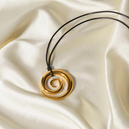 Women's Spiral Pendant Necklace Gold Stainless Steel - 4