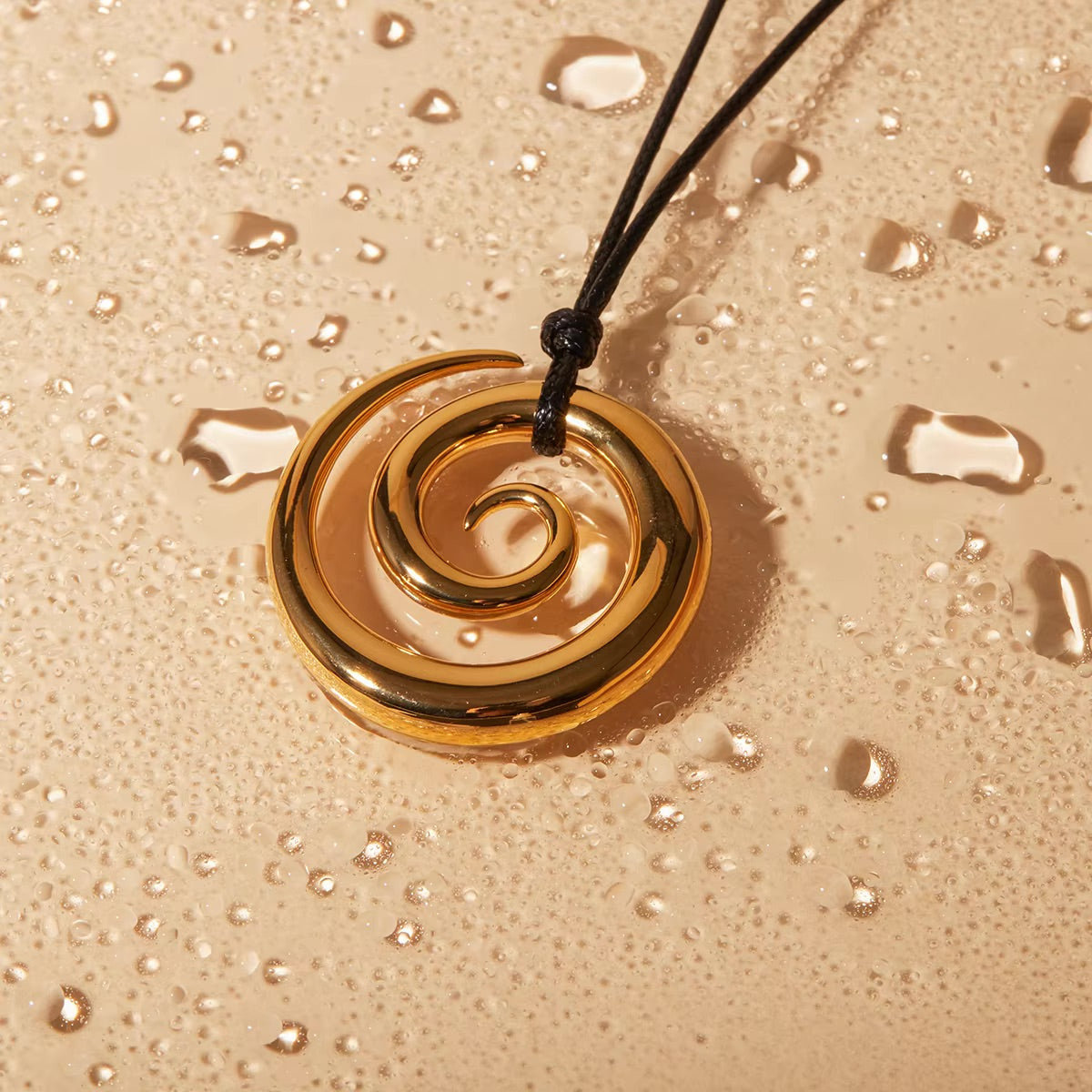Women's Spiral Pendant Necklace Gold Stainless Steel - 5