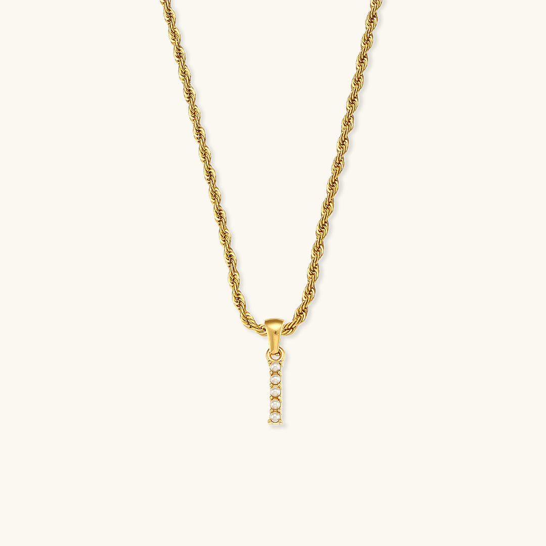 Women's Initial Necklace Gold Freshwater Pearl 18k Waterproof - 11