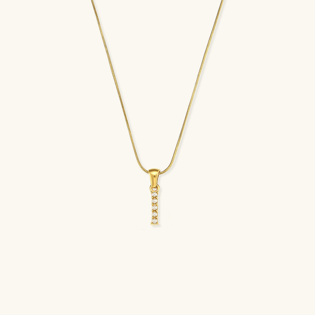 Women's Initial Letter Necklace Gold Stainless Steel Freshwater Pearls - 12