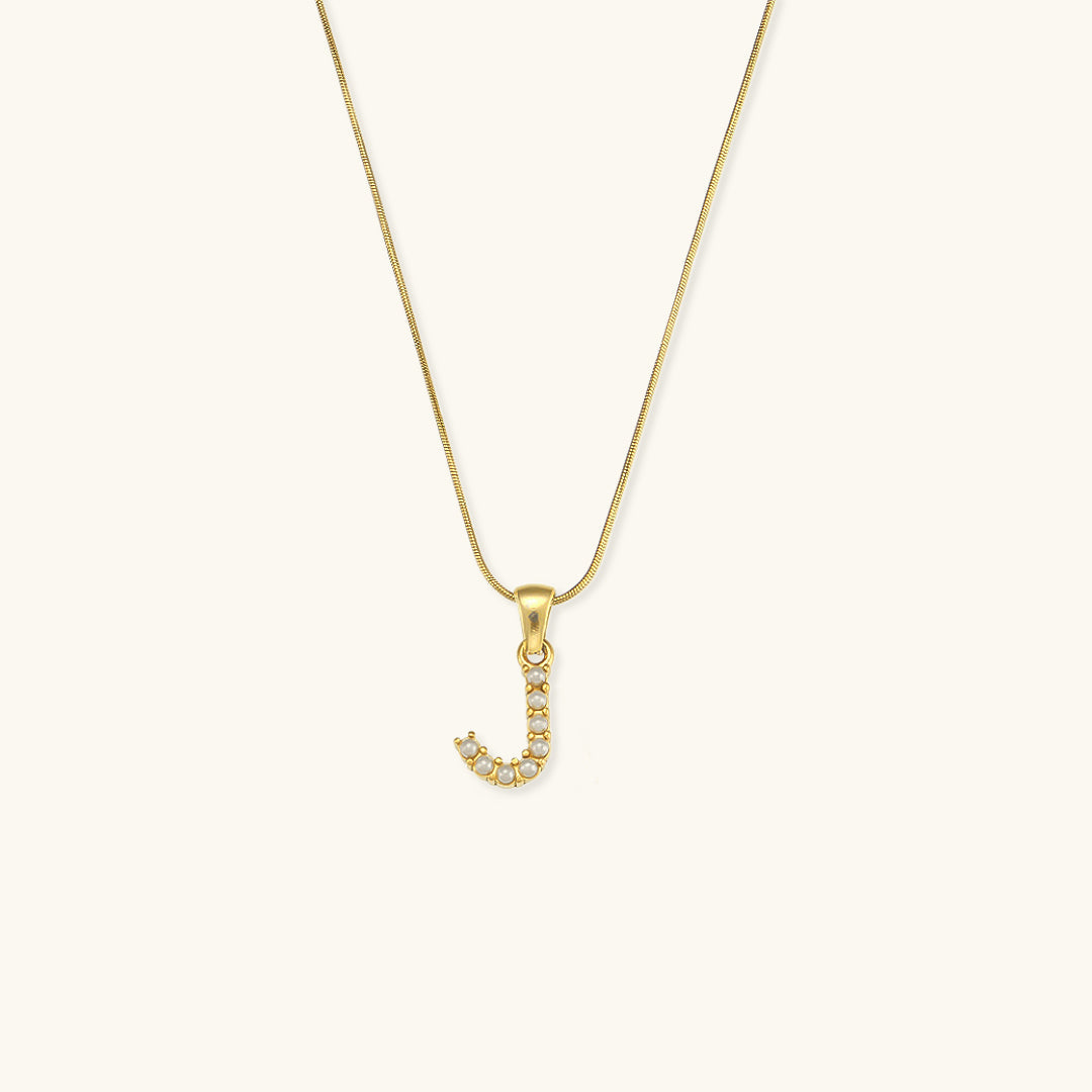 Women's Initial Letter Necklace Gold Stainless Steel Freshwater Pearls - 13