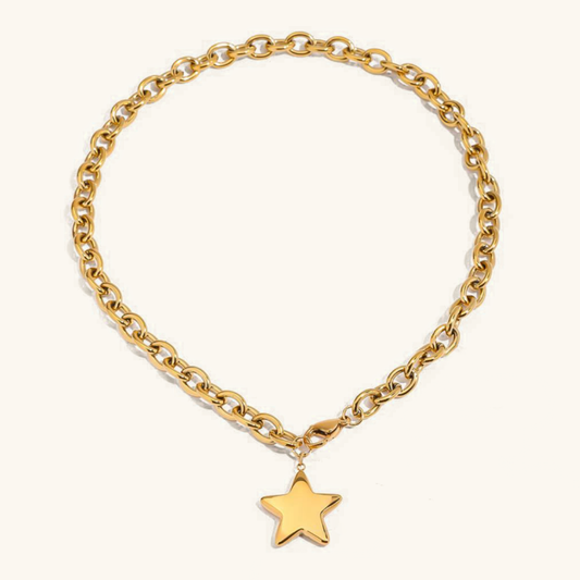 Women's Gold Star Pendant 18k Stainless Steel - 1