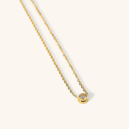 Women's Gold Necklace 18k Stainless Steel with Diamond Simulants - 7
