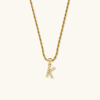 Women's Initial Necklace Gold Freshwater Pearl 18k Waterproof - 13