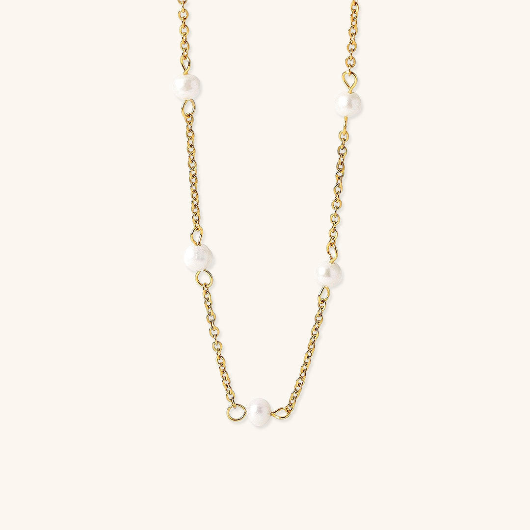 Women's Pearl Necklace Gold Stainless Steel 18k - 1