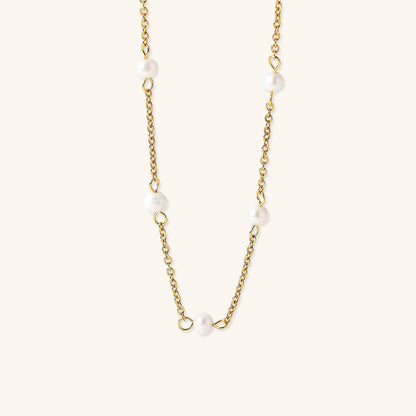Women's Pearl Necklace Gold Stainless Steel 18k - 1