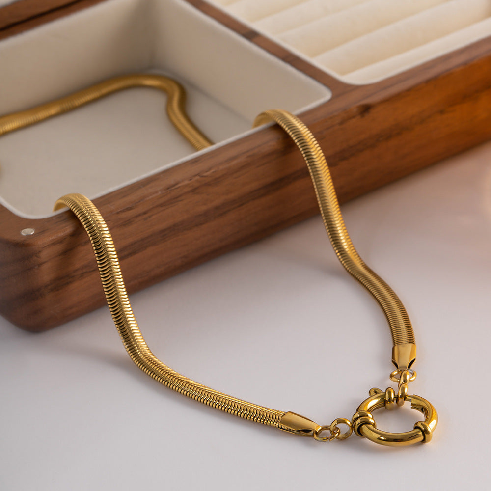 Women's Gold Necklace 18k Stainless Steel Slim Chain - 4