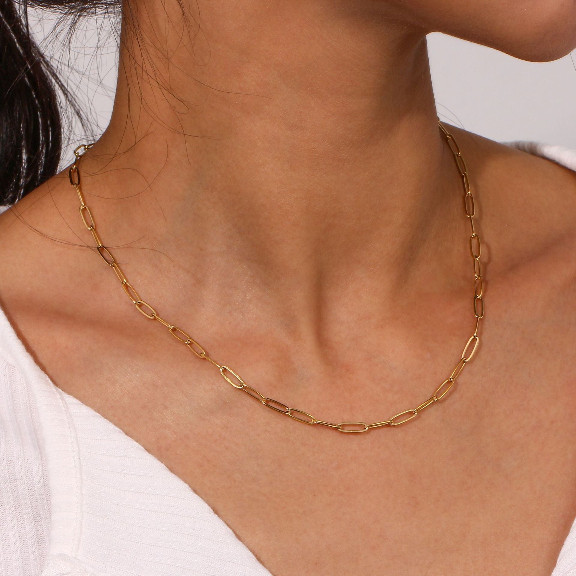 Women's Gold Necklace 18k Stainless Steel Adjustable Chain - 4