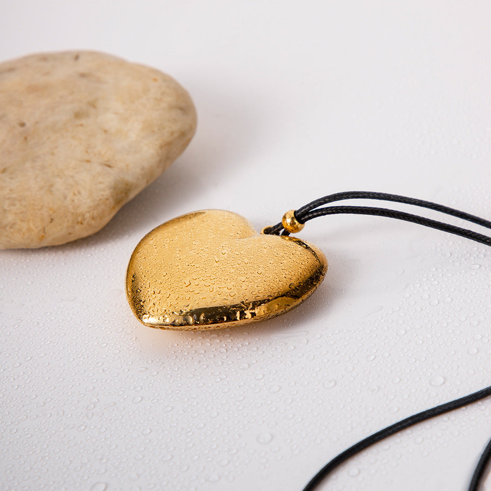 Women's Heart Necklace Gold Stainless Steel 18k - 3