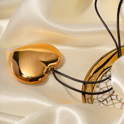 Women's Heart Necklace Gold Stainless Steel 18k - 6