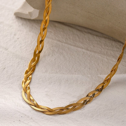 Women's Gold Necklace Layered Herringbone Stainless Steel 18k - 4