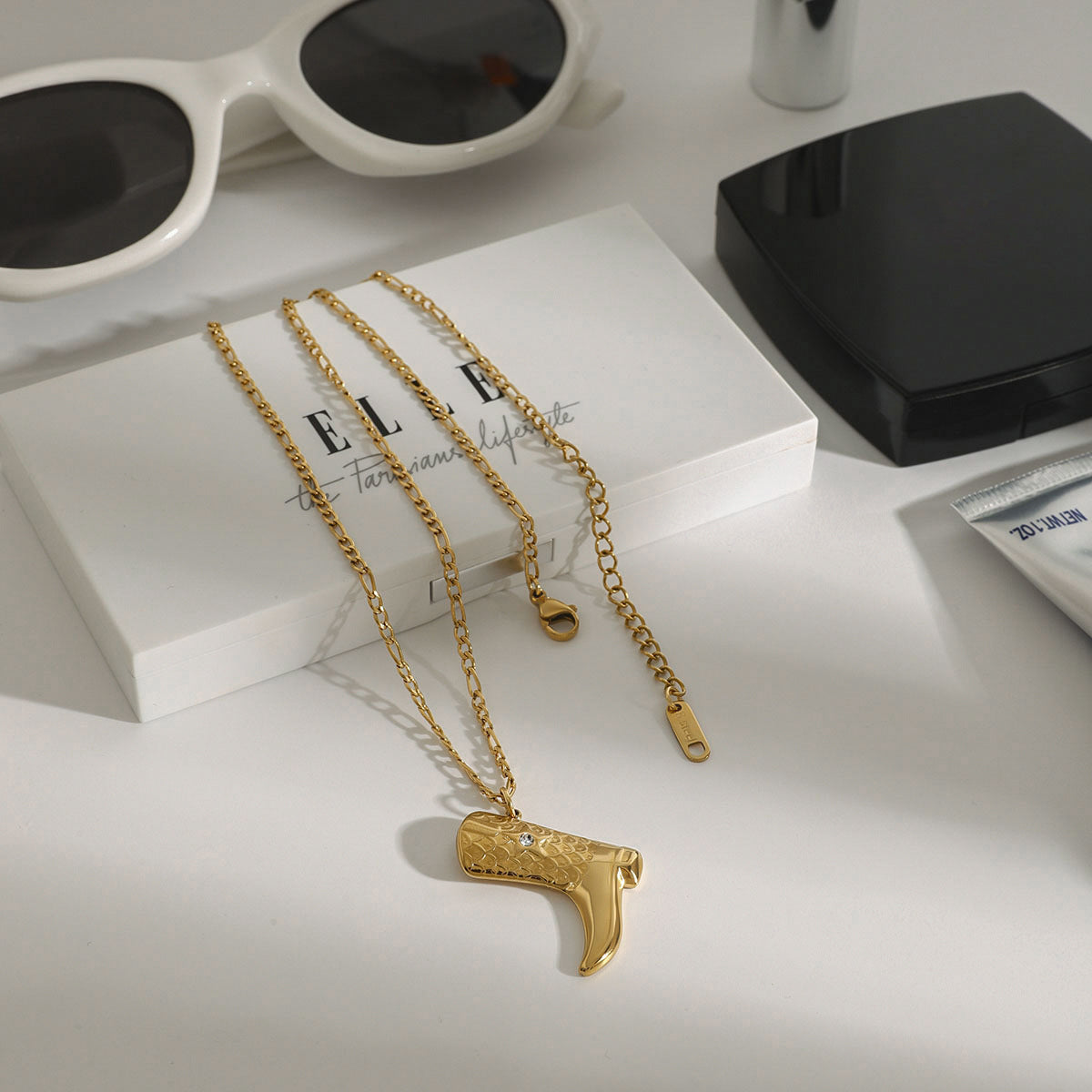 Women's Gold Boot Pendant Necklace Stainless Steel 18k Gold - 2