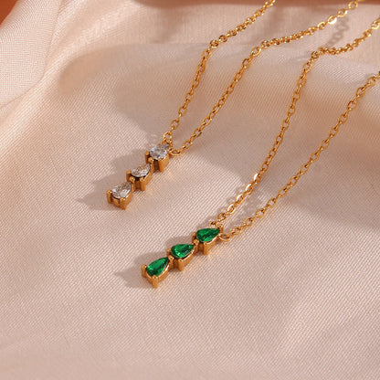 Women's Necklace Gold 18K Stainless Steel with Diamond Simulants - 3