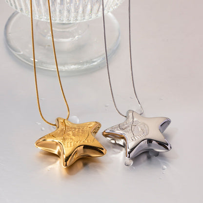 Women's Gold Necklace Star Pendant Stainless Steel 18k - 6