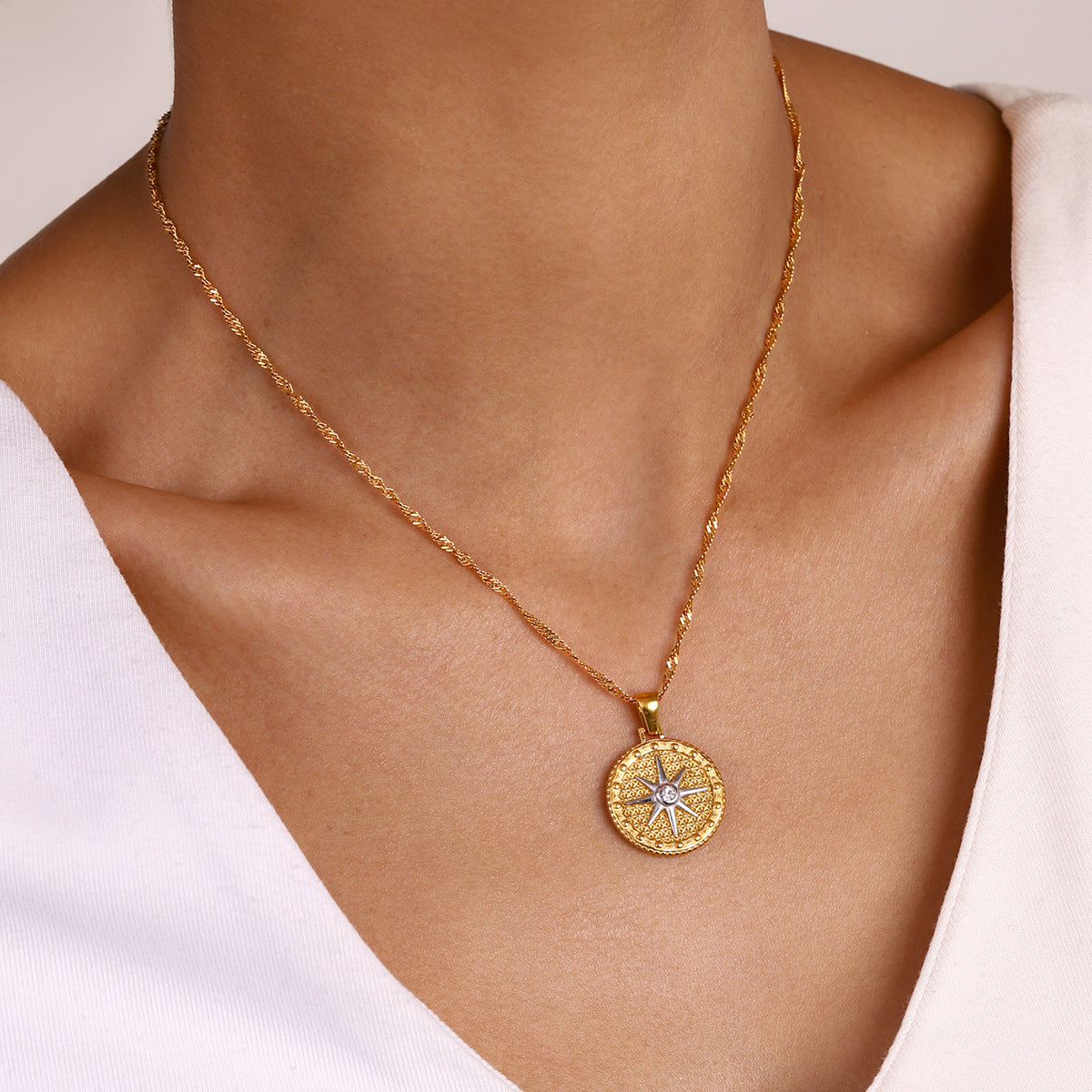 Women's Pendant Necklace Gold PVD Coated Stainless Steel