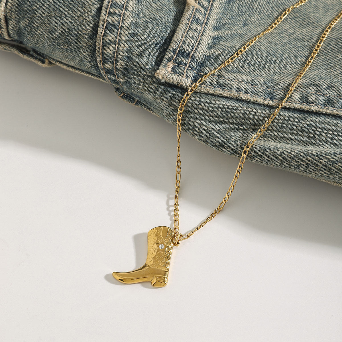 Women's Gold Boot Pendant Necklace Stainless Steel 18k Gold - 4