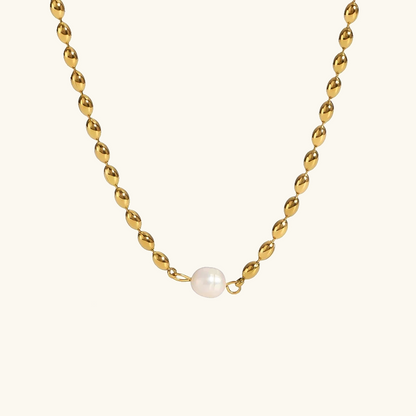 Women's Pearl Necklace White Freshwater Pearls 18k Gold - 1