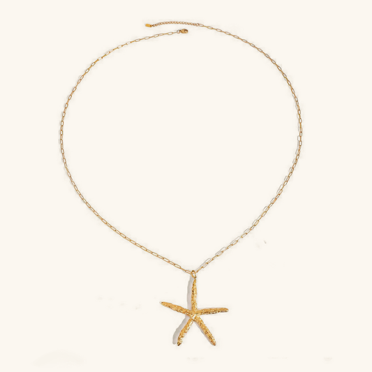 Women's Starfish Necklace Gold Stainless Steel 30 Inches - 1