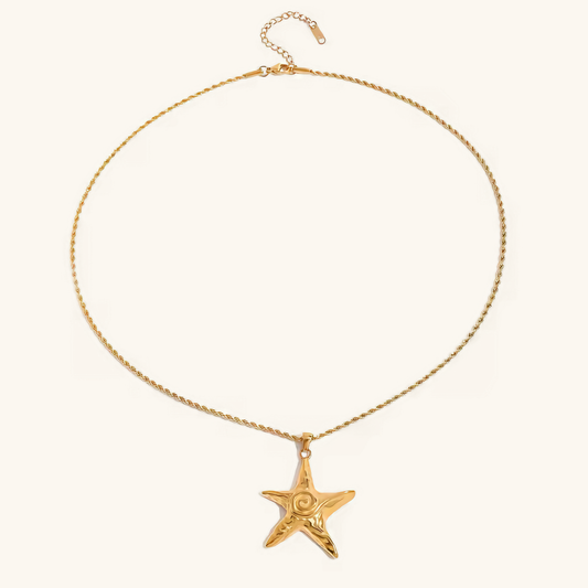 Women's Starfish Necklace Gold Stainless Steel - 1