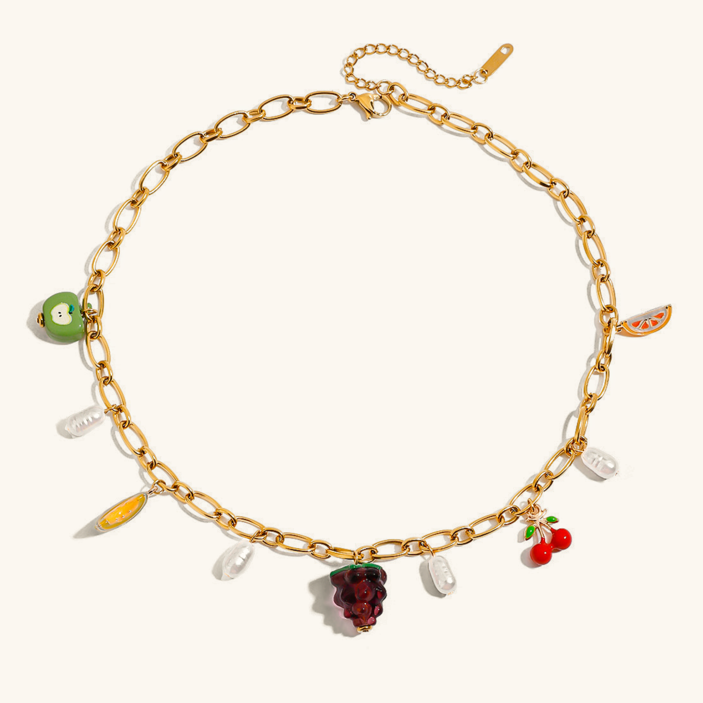 Women's Fruit Charm Necklace Gold Stainless Steel 18k - 1